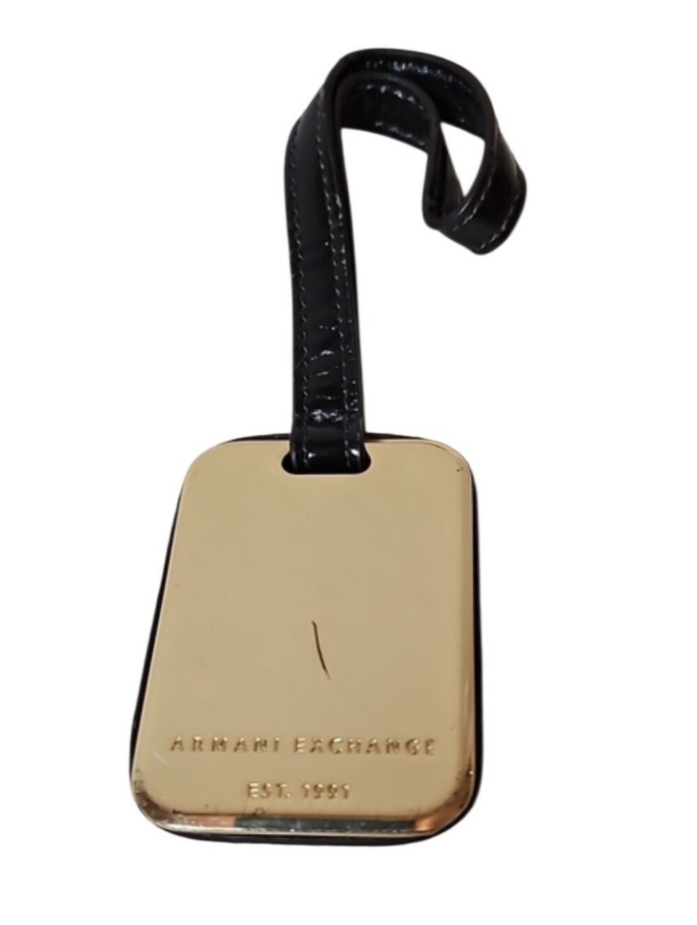Armani Exchange Gold Bag Tag/Charm with Black Strap